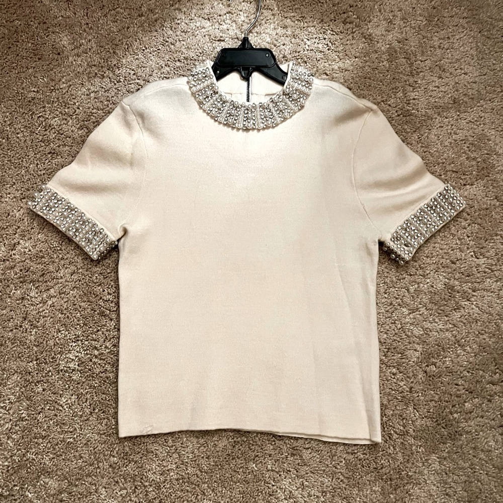 Alice + Olivia Rhinestone Pearl sweater